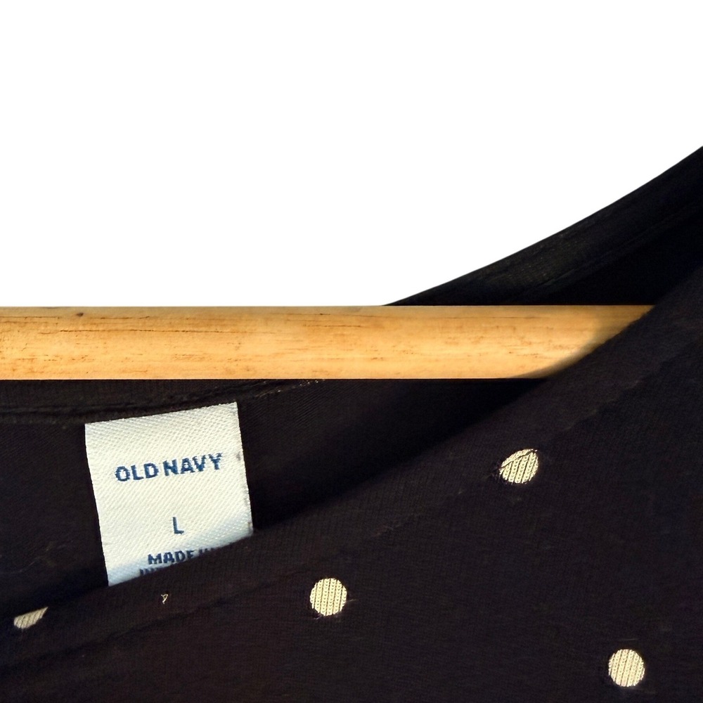 Old Navy Womens Black Polka Dot Long Sleeve Knit Swing Dress Large - Picture 2 of 5